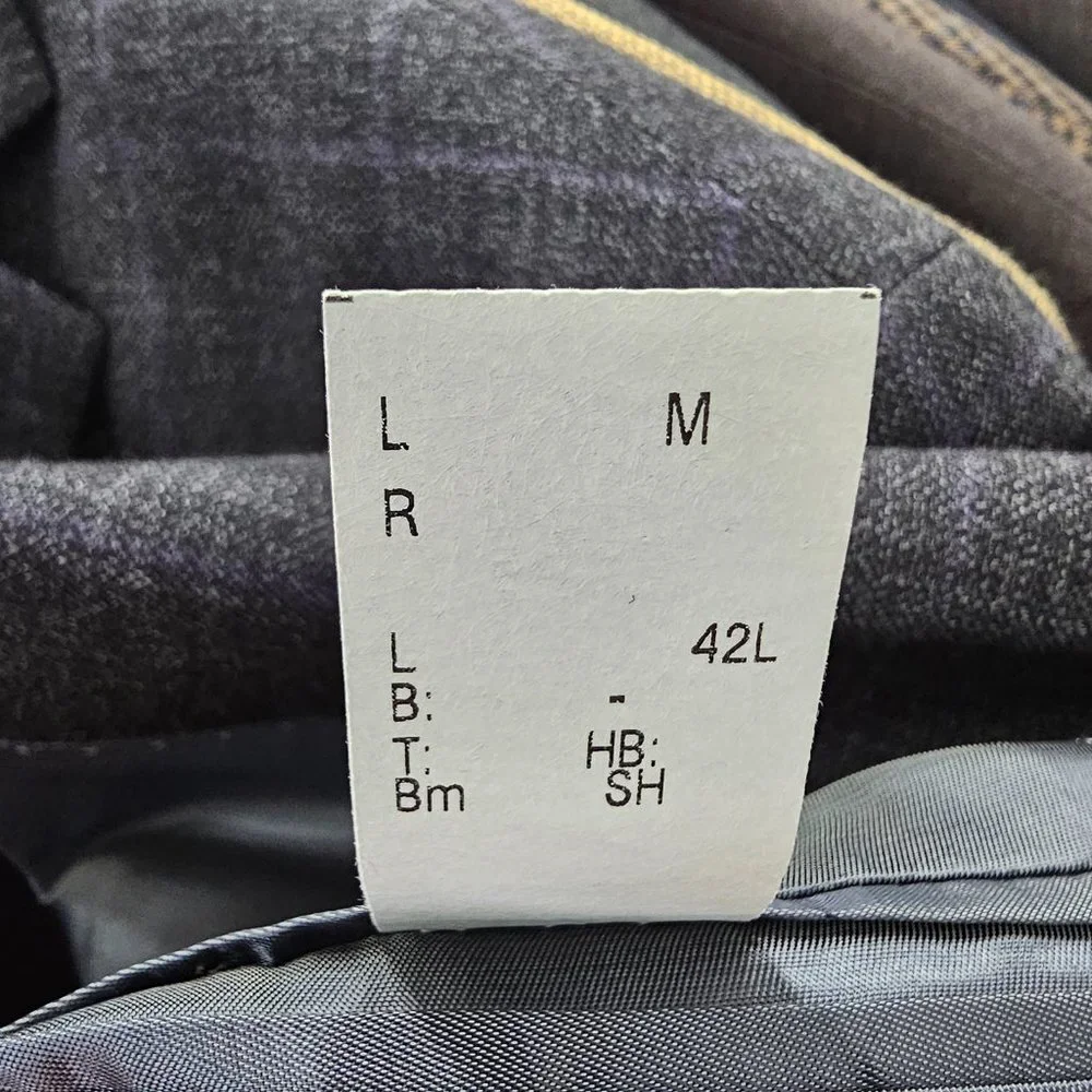 Calvin Klein 42L Gray Check 2-Button Sport Coat Blazer Jacket V099